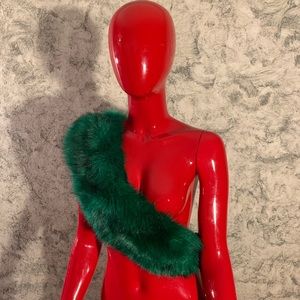 Faux Fur Detachable Collar Green